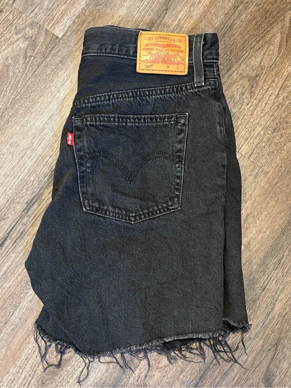 Levi's 501 Black Distressed Denim Cutoff Shorts 28
